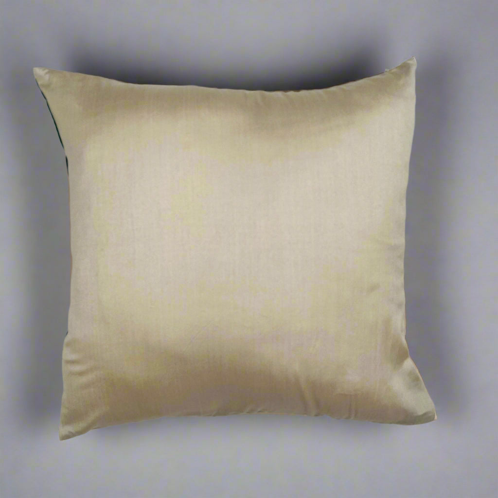 Chaaya Cushion Cover 16×16 – Green Silk & Cotton Bandhani Decorative Throw Pillow