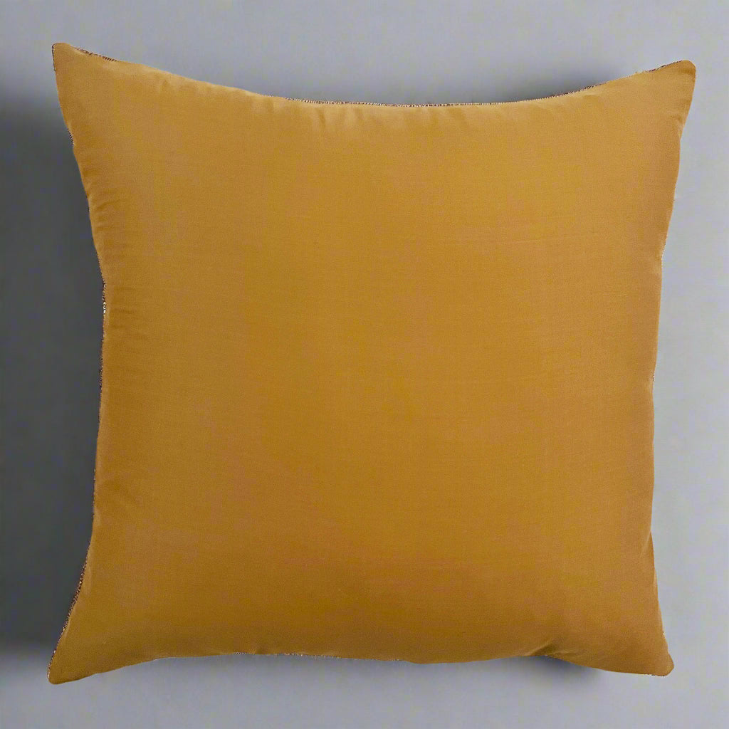 Sitara Cushion Cover 16×16 – Beige Cotton with Sequins Chevron Pattern Decorative Pillow