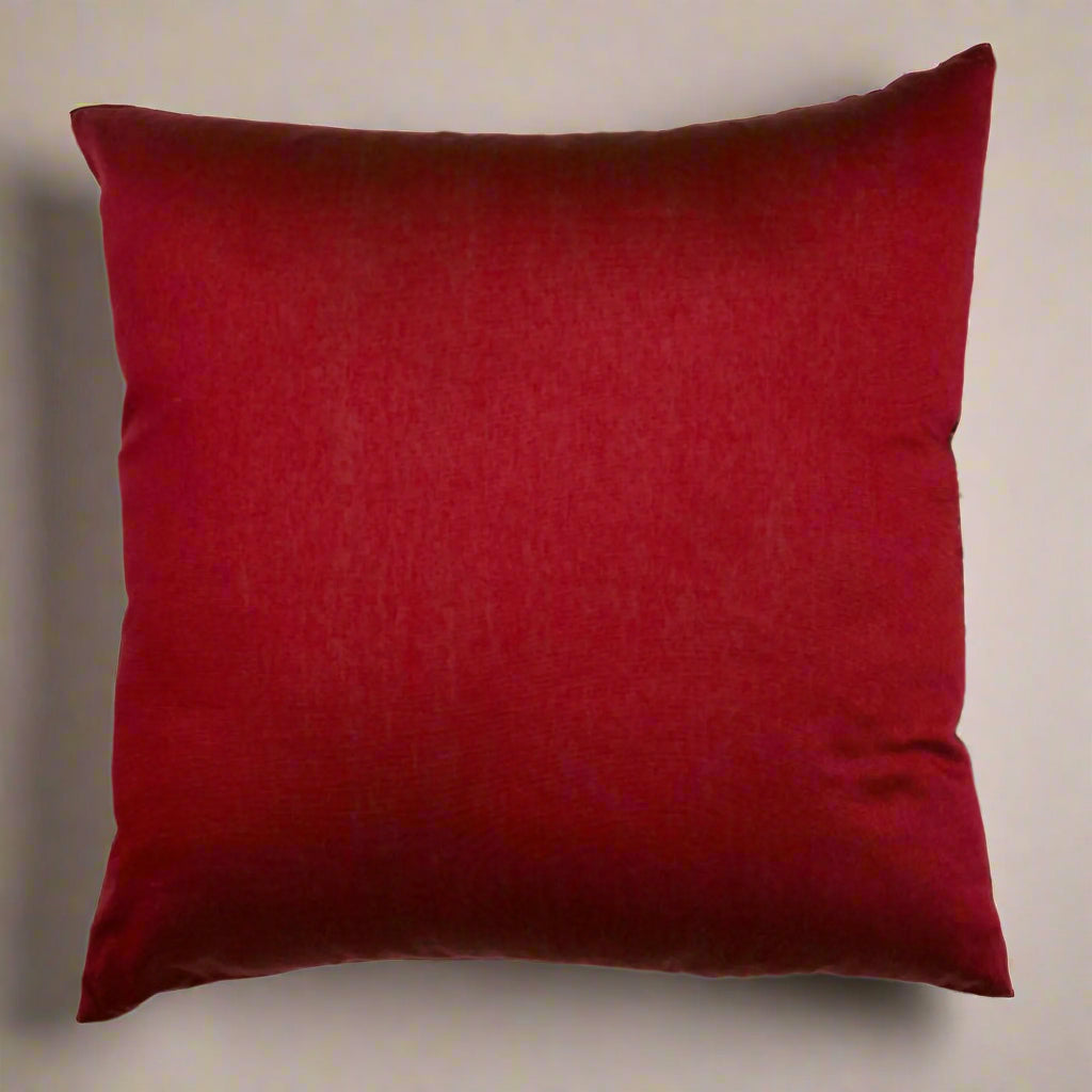Jharokha Cushion Cover 16x16 – Brown Mashru Silk & Red Cotton Decorative Throw Pillow