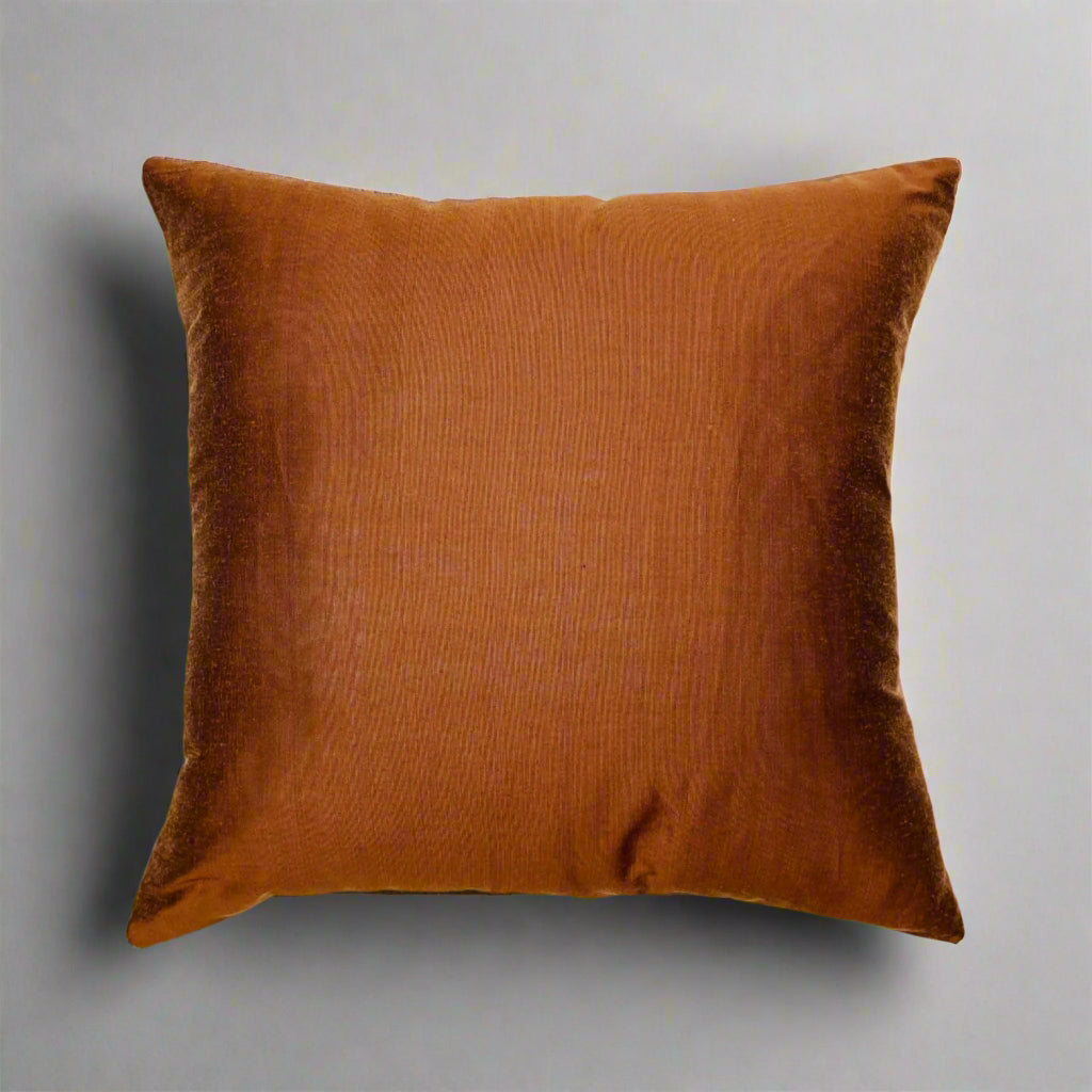 Aangan Cushion Cover 16×16 – Beige Silk & Cotton Village Decorative Throw Pillow