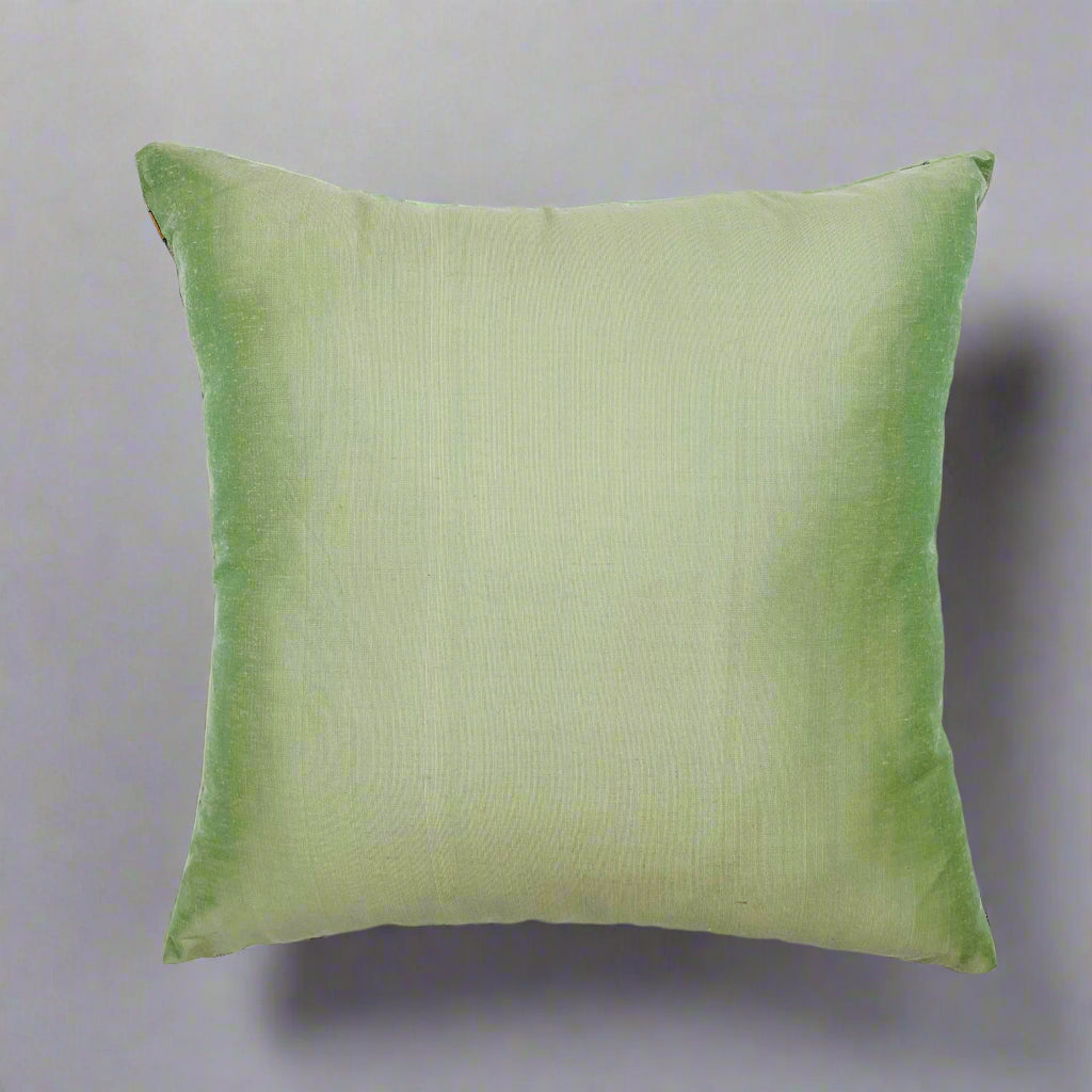 Sunflower Cushion Cover 16×16 – Tussar Silk & Cotton Floral Decorative Throw Pillow