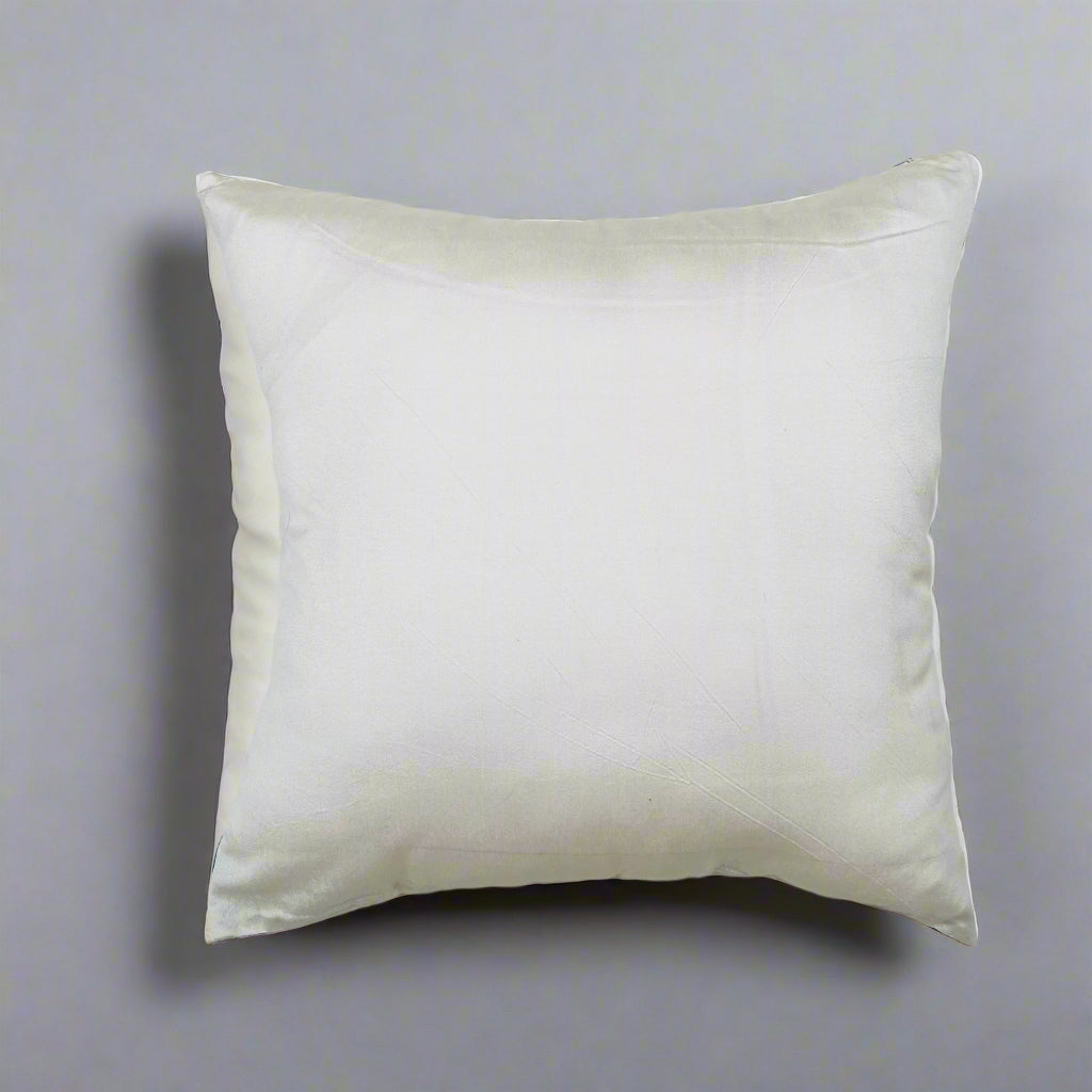 Rathyatra Cushion Cover 16×16 – Beige Silk & Cotton Decorative Throw Pillow