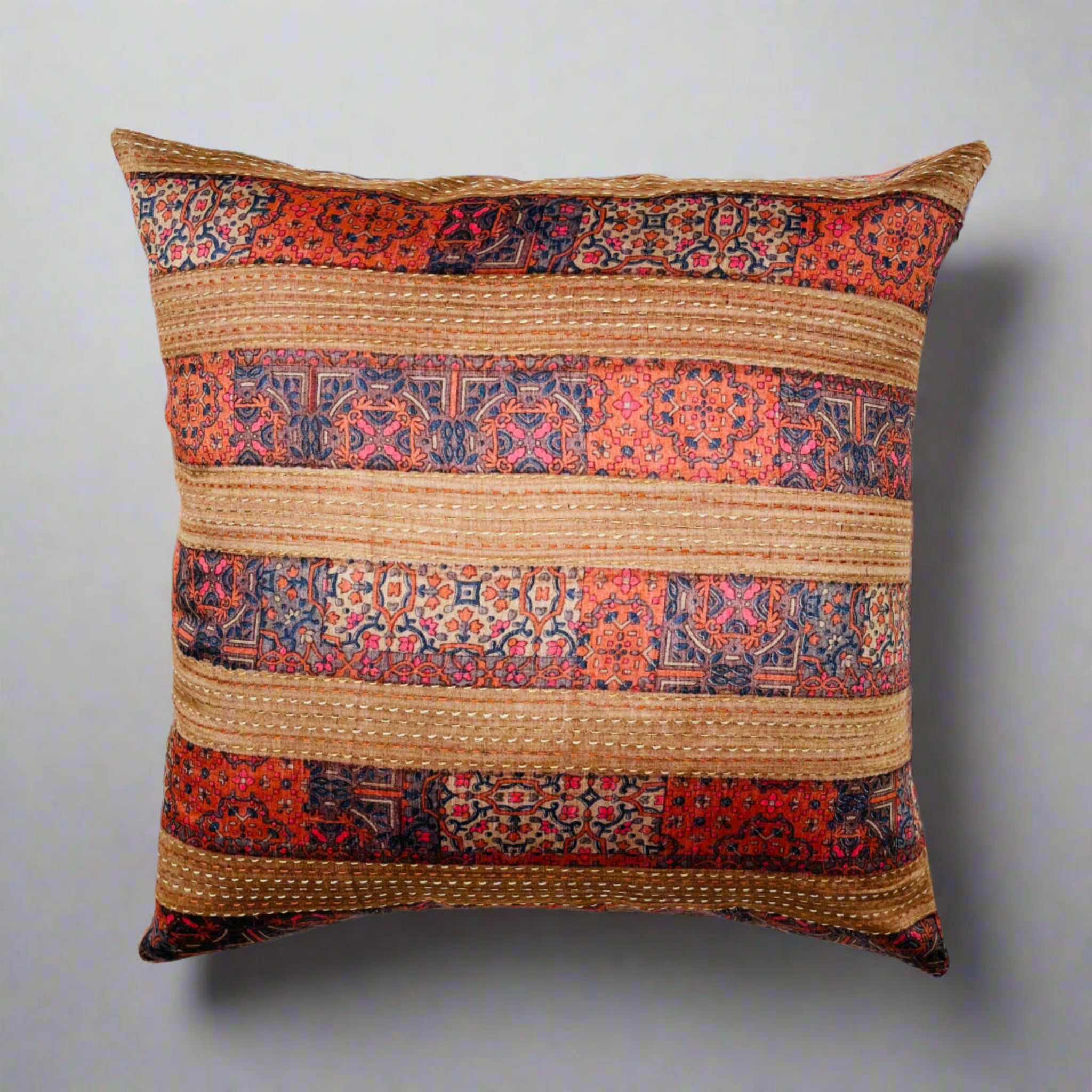 Amber Cushion Cover 16×16 – Silk & Plum Cotton Decorative Throw Pillow
