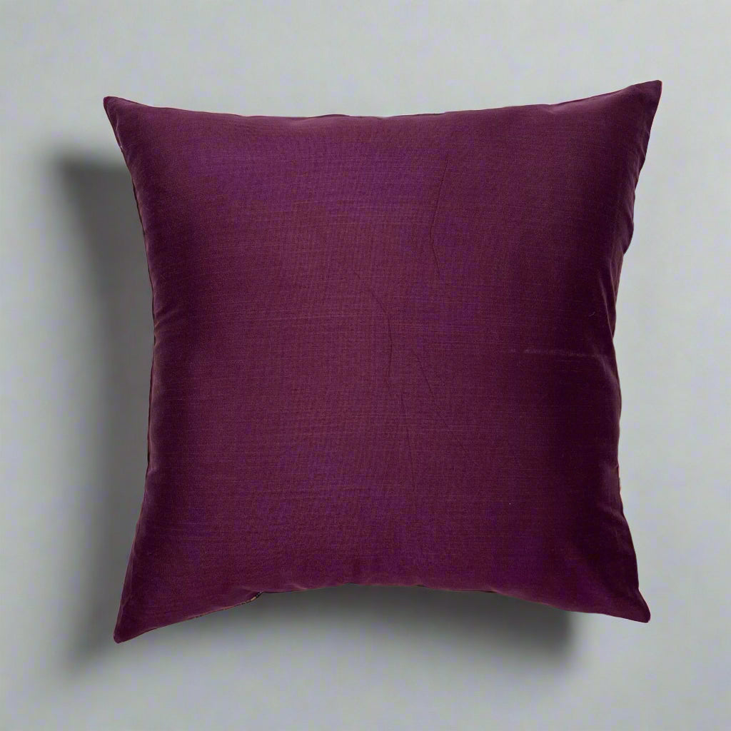Amber Cushion Cover 16×16 – Silk & Plum Cotton Decorative Throw Pillow