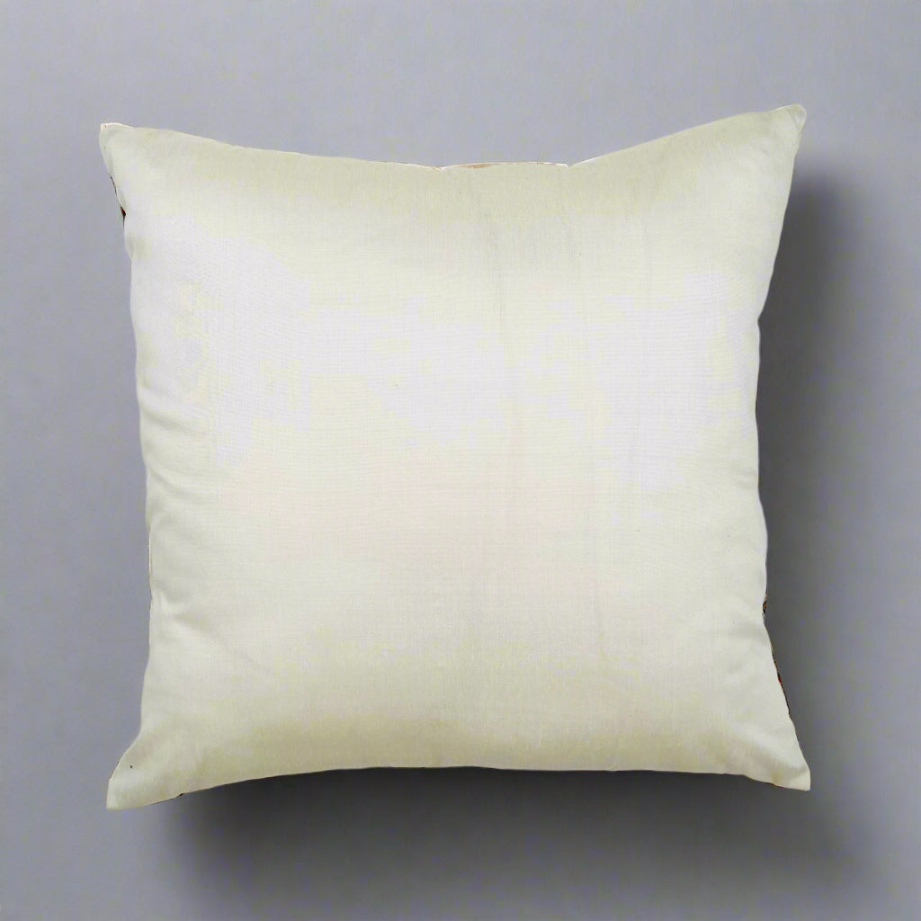 Tana Cushion Cover 16×16 – Red Cotton-Silk Blend & Ivory Cotton Traditional Throw Pillow