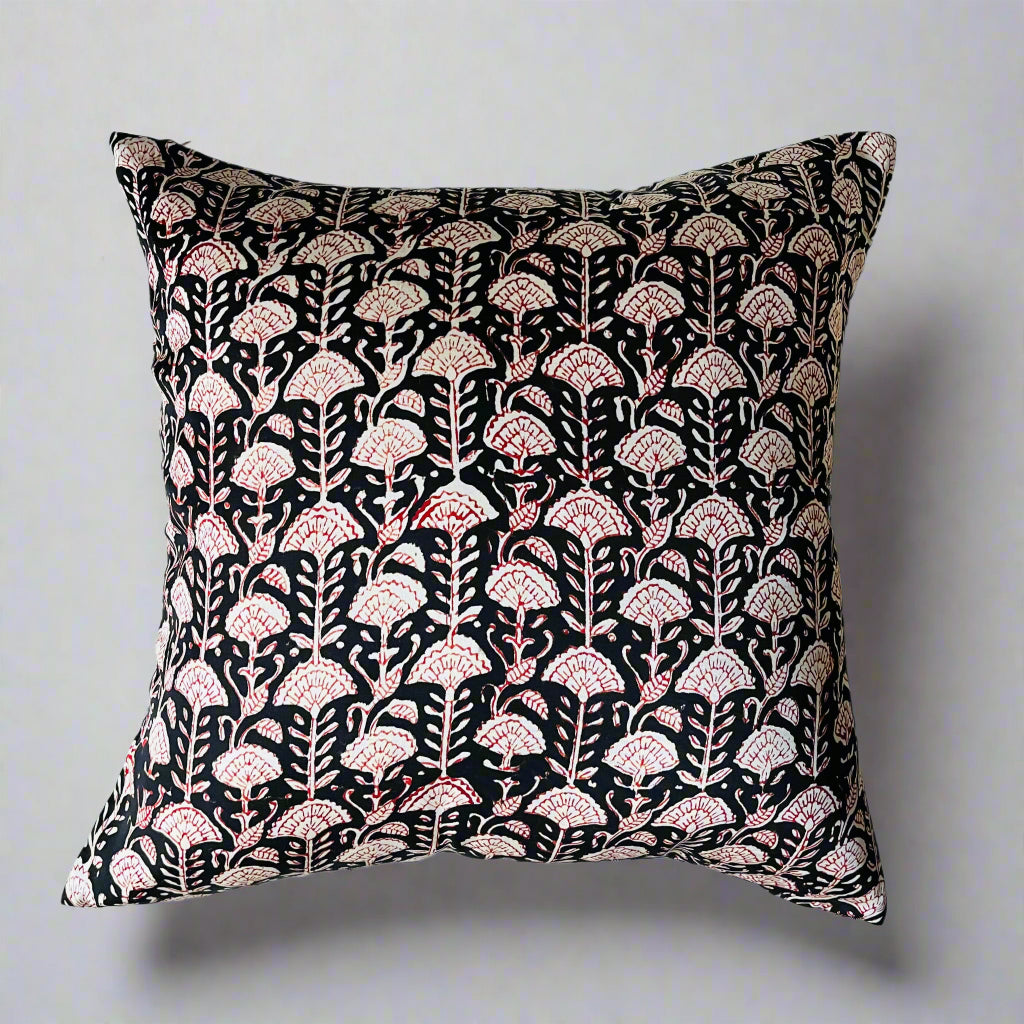 Evening Blossom Cushion Cover – 16x16 Floral Satin-Silk & Cotton