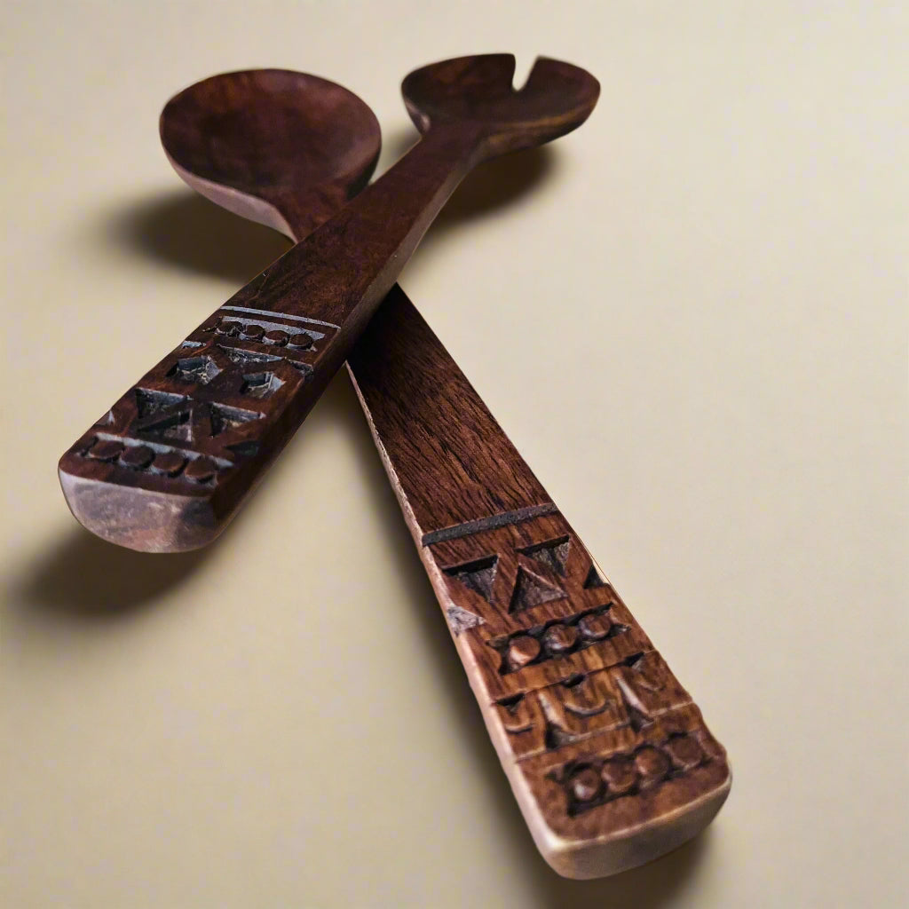 Handcrafted Wooden Serving Spoons - Set Of 2
